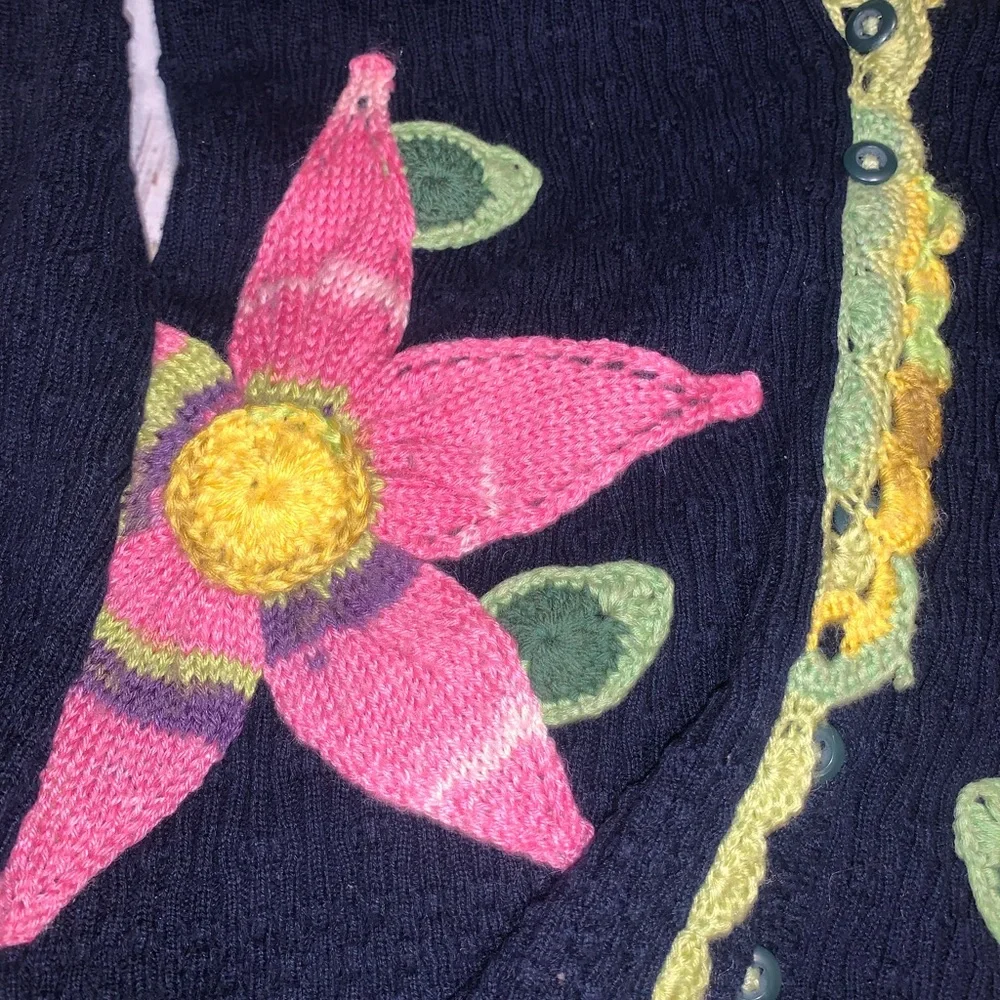 Retro Anthropologie Sparrow earthly delights floral embroidered knit cardi XS - Picture 4 of 5